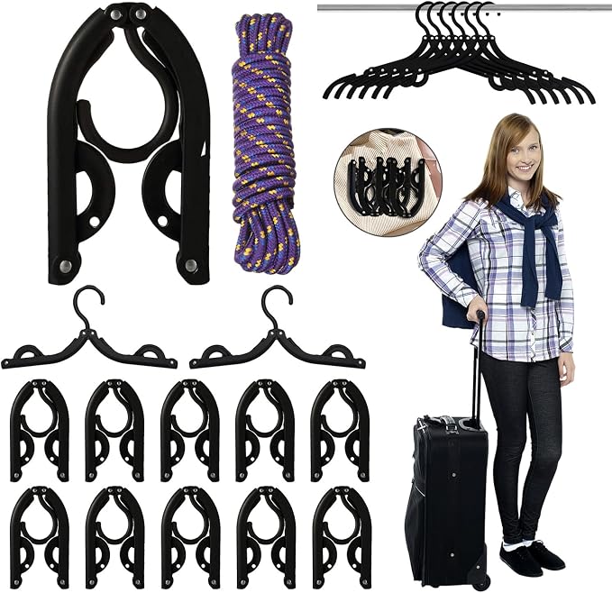 24 Pcs Black Travel Hangers Foldable - Image 8