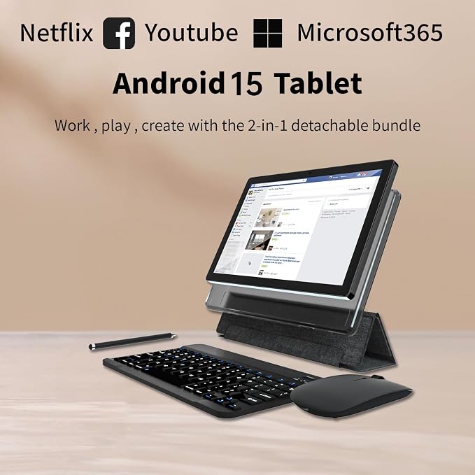 Android 15 Tablet, 12GB+128GB +1TB Expand, Face Unlock, 8000mAh Big Battery+18W - Image 4