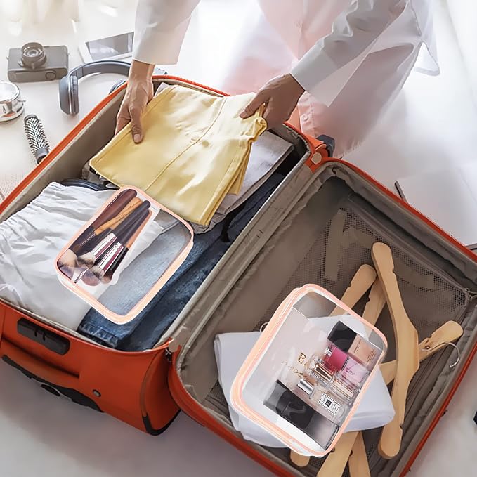 3Pcs Crystal Clear PVC Travel Toiletry Bag Kit - Image 4