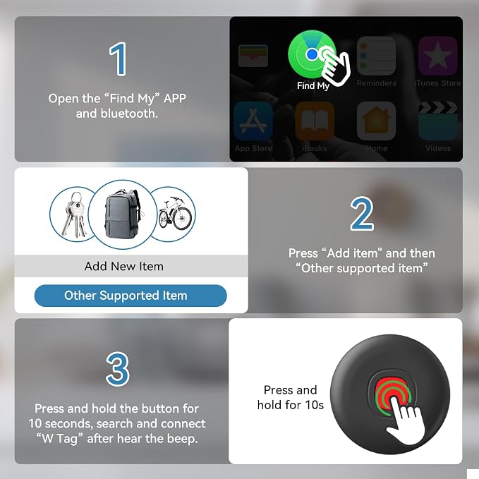 Air Tracker Tags-4Pack, IP68 Waterproof Smart Tag Tracker, Key Finder and Item - Image 6