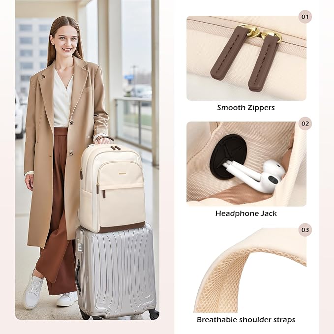 Laptop Backpack for Women Travel Carry On Bag Weekender Business Multilayer - Image 4