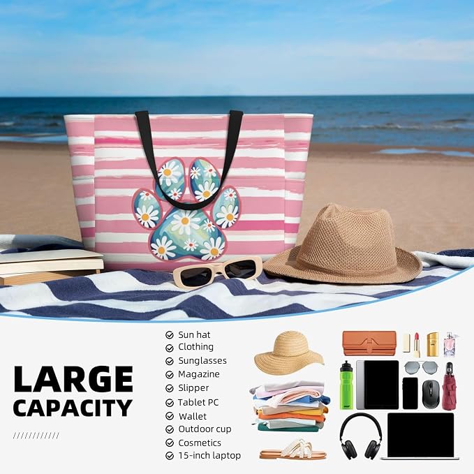 Beach Bag for Women Beach Tote Bag Waterproof Sandproof Large Bags - Image 5