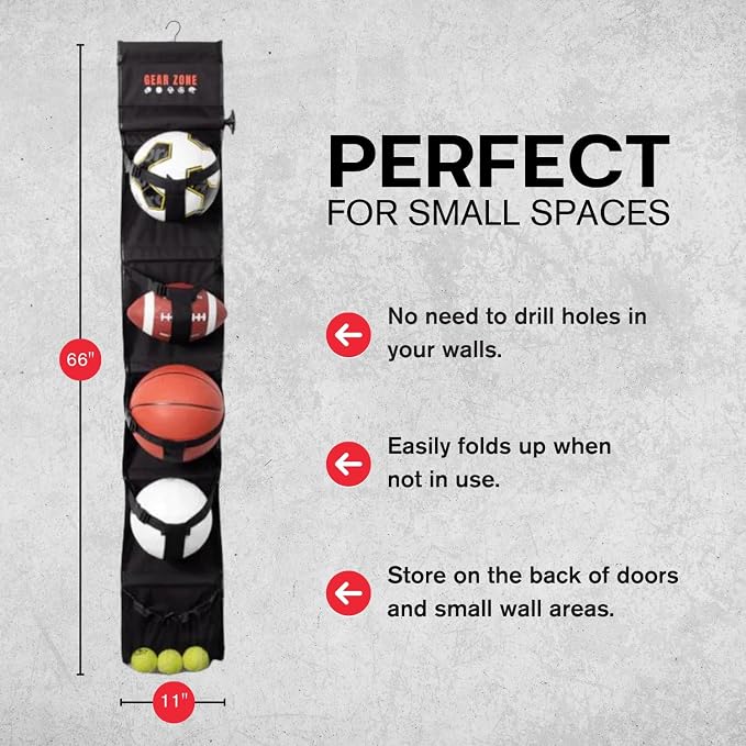 Hanging Sports Equipment Organizer | Multi-Purpose | Garage Sports Ball Storage - Image 3