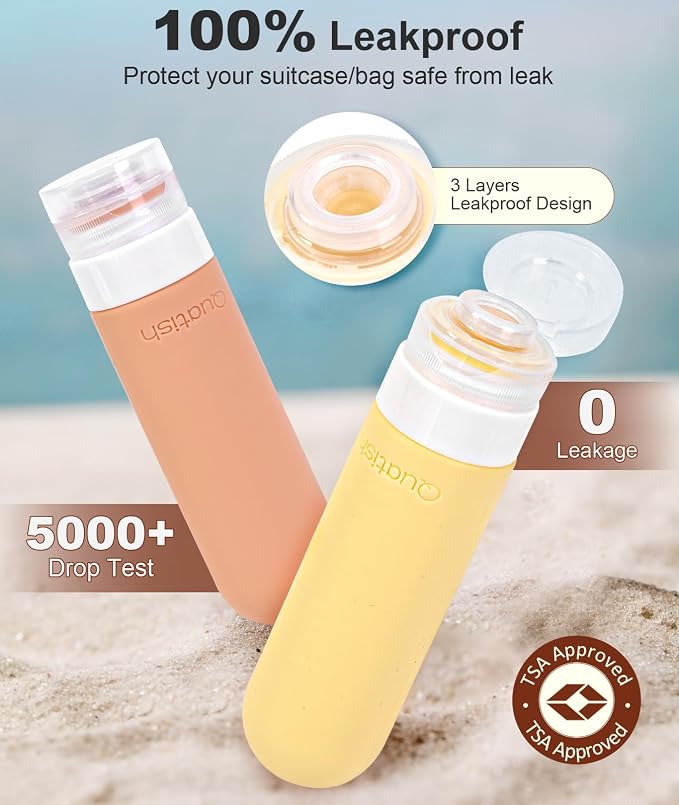Quatish Travel Bottles for Toiletries, Original Patented Leak Proof Travel Size - Image 2