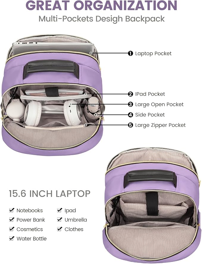 LOVEVOOK Laptop Backpack Purse for Women, Work Travel Computer Bags, College - Image 3