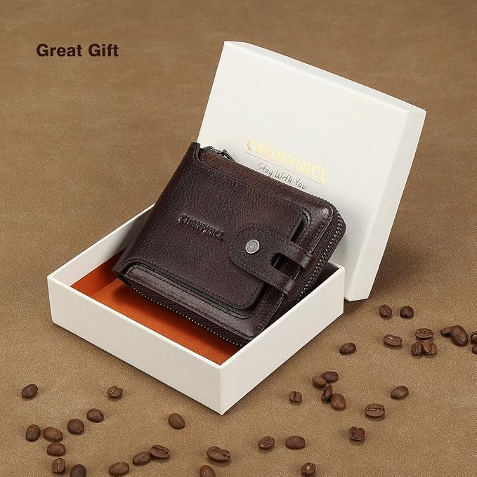 Men's brand buckle driver's license zipper genuine leather wallet, large - Image 5