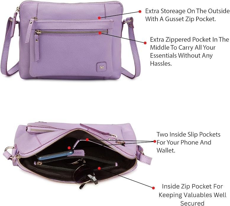 Wise Owl Accessories Small Soft Pebbled Real Leather Crossbody Handbags Purses - Image 3