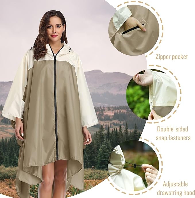 SaphiRose Unisex Rain Poncho Hooded Waterproof Raincoat - Image 3