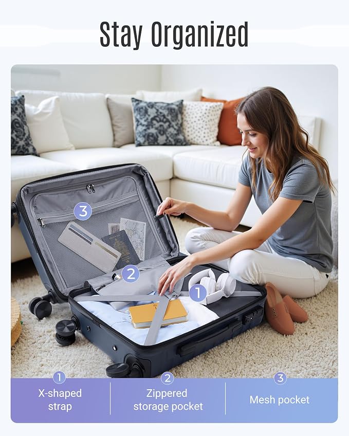 LIGHT FLIGHT Luggage Sets, 3 Piece Durable Suitcase Set - Image 9