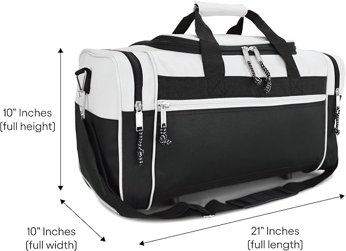 DALIX 21" Sports Duffle Bag Gym Travel Pack in White - Image 5