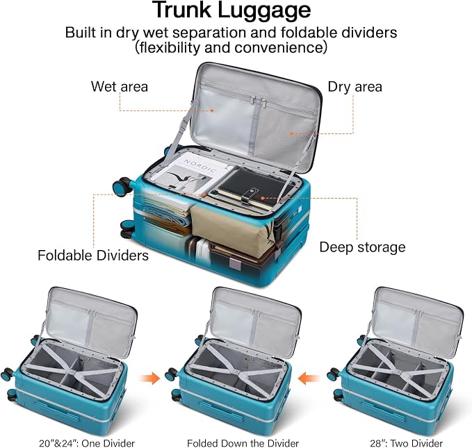 Hanke 24 Inch Luggage with Cup Holder and Charge, Top Opening Hard Shell - Image 4
