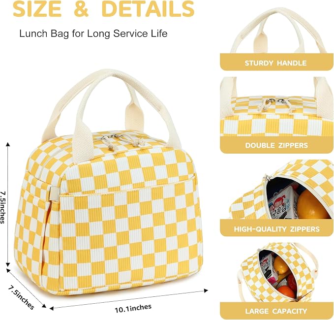 Bluboon Lunch Box for Women men Insulated Cute Corduroy Lunch bag, Reusable - Image 3