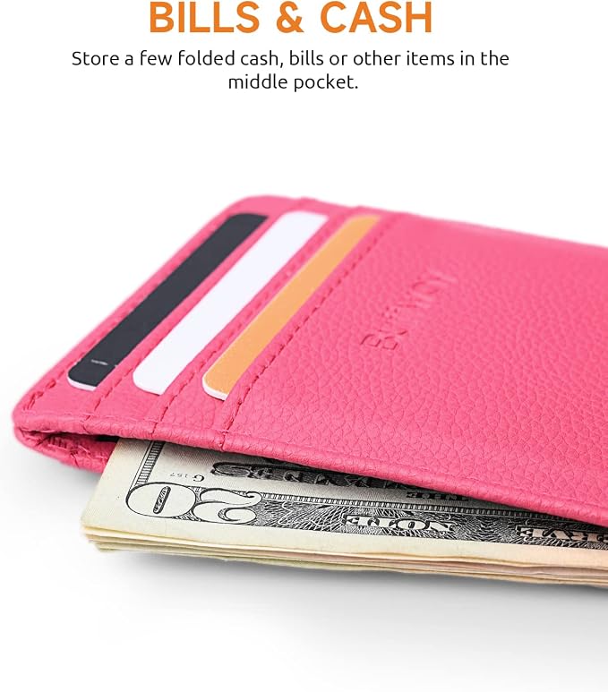 Buffway Mens Slim Wallet, Minimalist Thin Front Pocket Leather Credit Card - Image 5