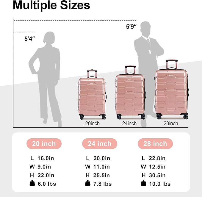 Luggage Set 3 Piece, PC+ABS Lightweight Suitcase Sets - Image 6
