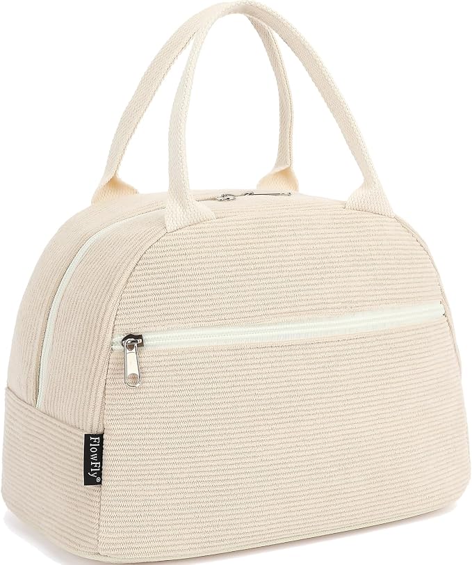 FlowFly Lunch Bag for Women Insulated Lunch Box Corduroy Lunch Tote Cooler for by FlowFly