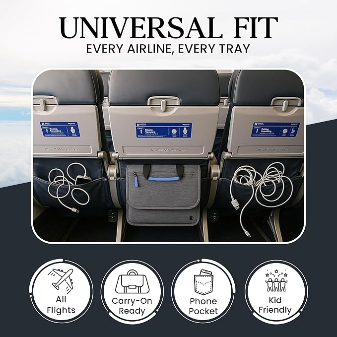 SO~MINE Airplane Pocket Organizer | Tray Table Cover | In Flight Seat Back - Image 5
