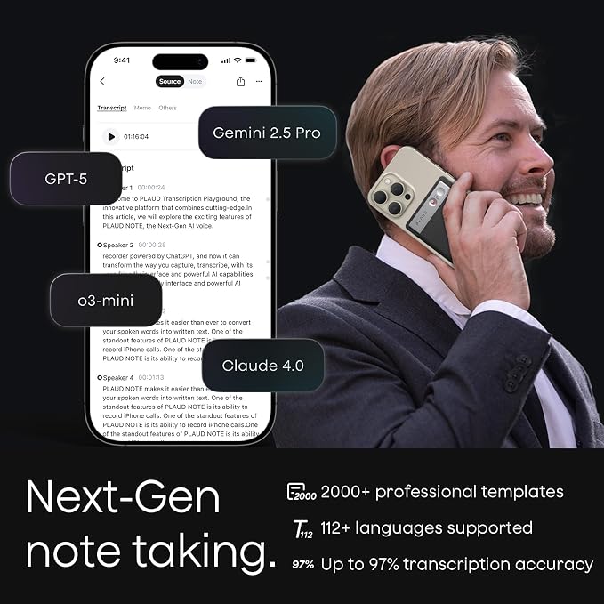 AI Voice Recorder, Note Voice Recorder w/Case, App Control, Transcribe & - Image 3