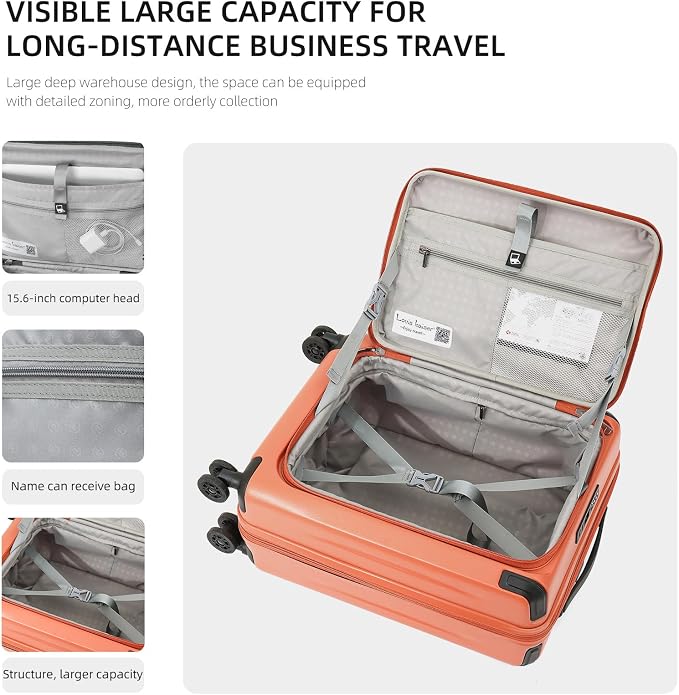 Carry On Luggage, 20Inch Top Opening Airline Approved ABS+PC Hard Shell - Image 2
