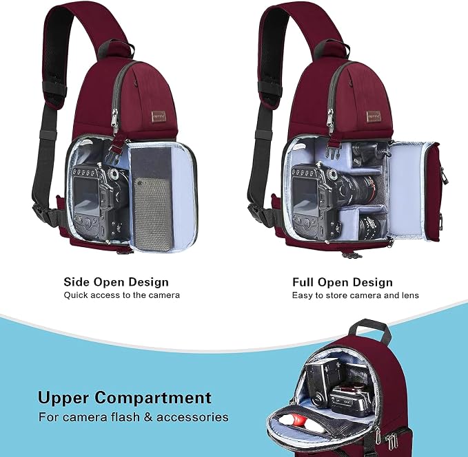 MOSISO Camera Sling Bag, DSLR/SLR/Mirrorless Camera Backpack Case Shockproof - Image 2