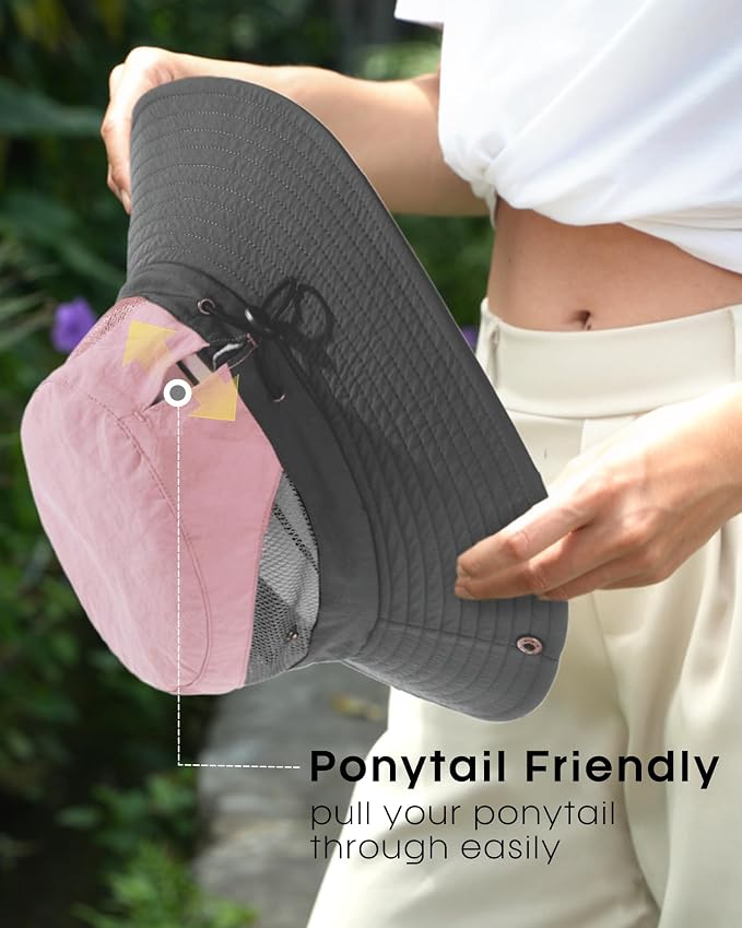FURTALK Womens Sun Hat with Ponytail Hole Beach Hiking Summer Wide Brim UPF 80+ - Image 5