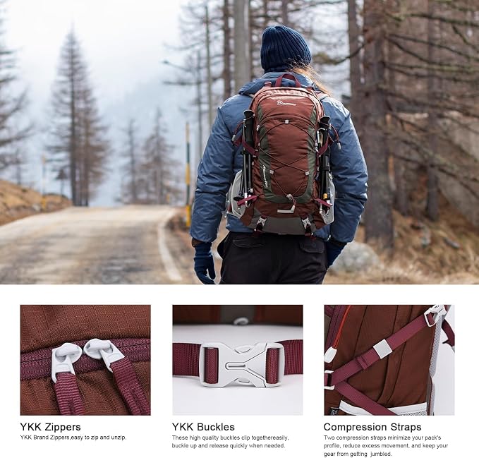 MOUNTAINTOP 25L/40L Hiking Backpack, Lightweight Travel Backpack - Image 3
