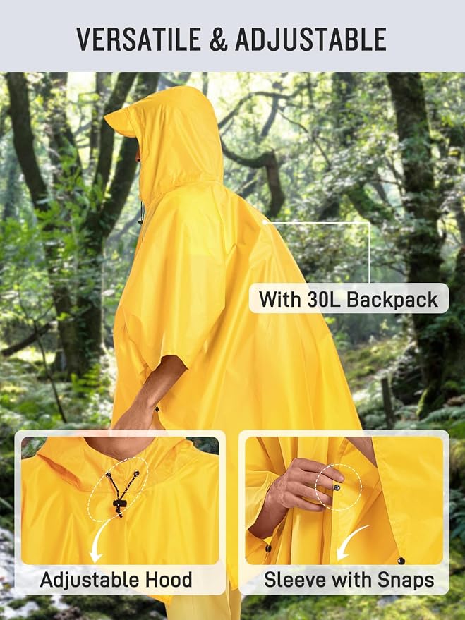 SaphiRose Hooded Rain Poncho Waterproof Raincoat Jacket - Image 6