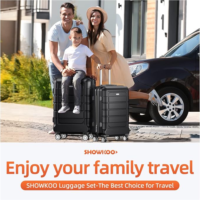 SHOWKOO Luggage Sets Expandable PC+ABS Durable Suitcase Double Wheels TSA Lock - Image 2