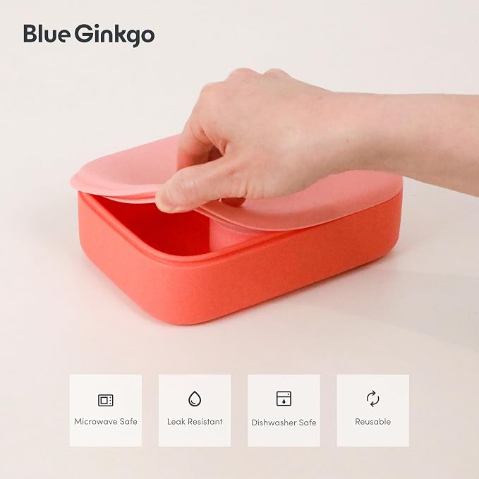 BLUE GINKGO Silicone Lunch Box Set – Durable Heavy-Duty Silicone Bento Box - Image 4