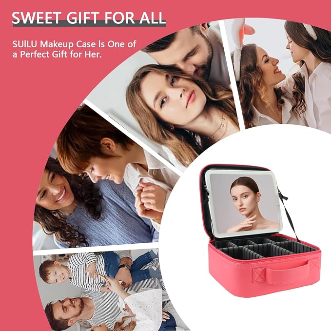 Makeup Bag with Led Mirror, Travel Makeup Organizer with 3 Color Setting & 10X - Image 2