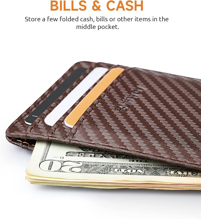 Buffway Mens Slim Wallet, Minimalist Thin Front Pocket Leather Credit Card - Image 5