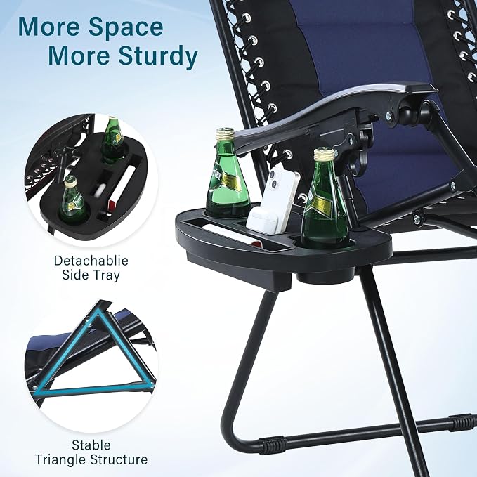 MFSTUDIO Padded Zero Gravity Recliner Chair Set of 2, Folding Patio Lounge - Image 7