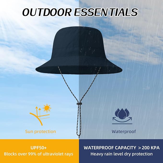 Durio Waterproof Bucket Hats for Woman UPF 50+ Sun Hat UV Protection Packable - Image 2