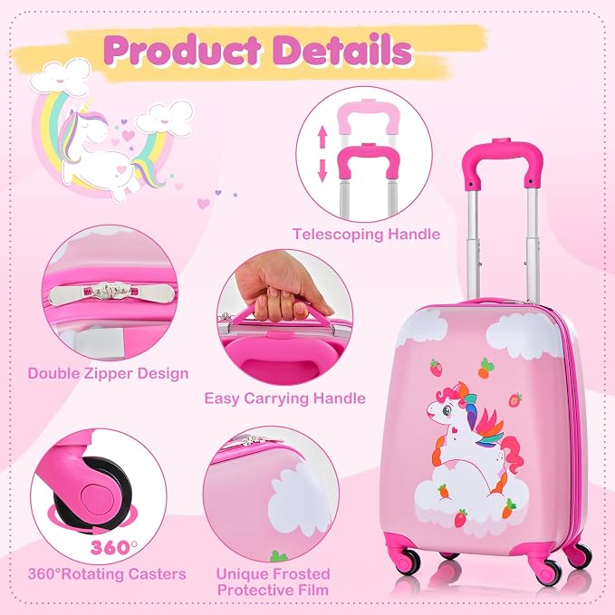 HONEY JOY Kids Luggage, Lightweight Toddler Girls Suitcase, Durable ABS - Image 4