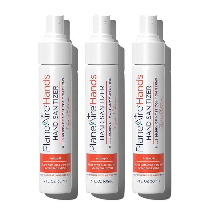 Tangerine Coriander Spray Hand Sanitizer | Travel Size | Hydrate & Cleanse | by PlaneAire