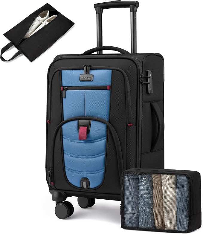 Carry On Luggage 22x14x9 Airline Approved, 22-Inch Suitcases by LOVEVOOK