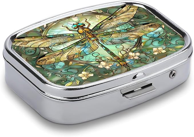 Metal 2 Compartment Pill Organizer Travel Friendly Portable Compact Pill Box - Image 3