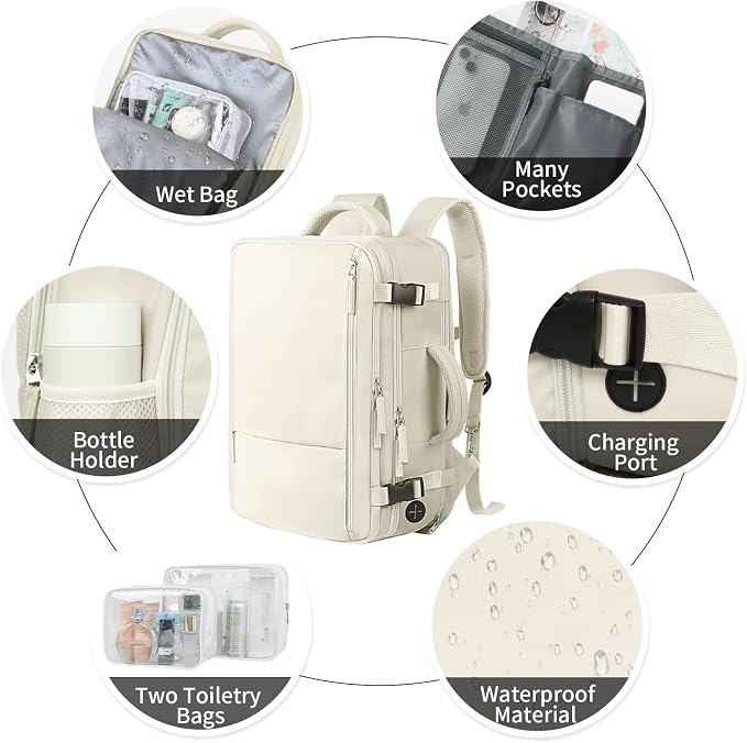 Hanples Large Travel Backpack for Women, 40L Carry on Luggage Backpack - Image 5