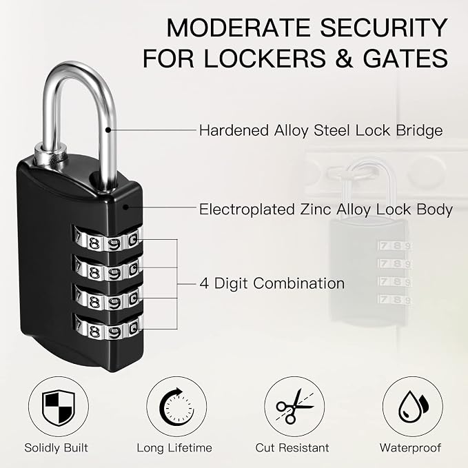 Moxweyeni 10 Pcs 4 Digit Combination Lock Small Combo Luggage Number Locks - Image 3