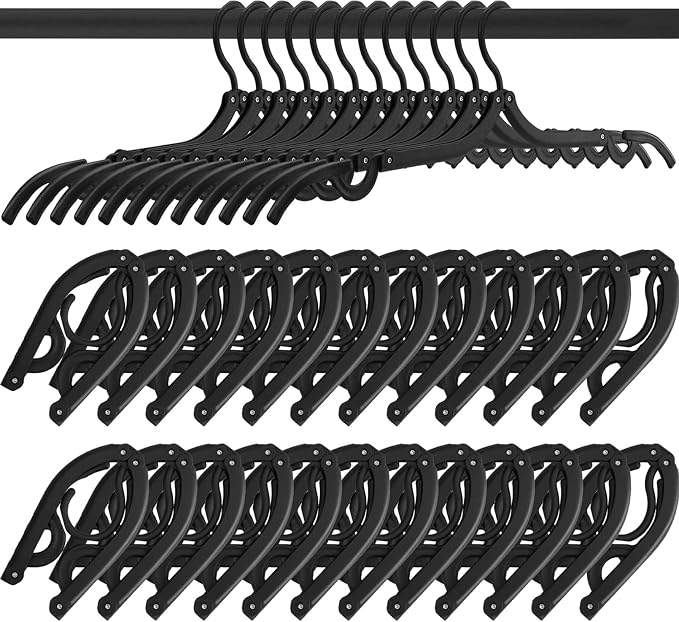 12 PCS Black Portable Folding Clothes Hangers, Non-Slip Folding Hangers by Unknown