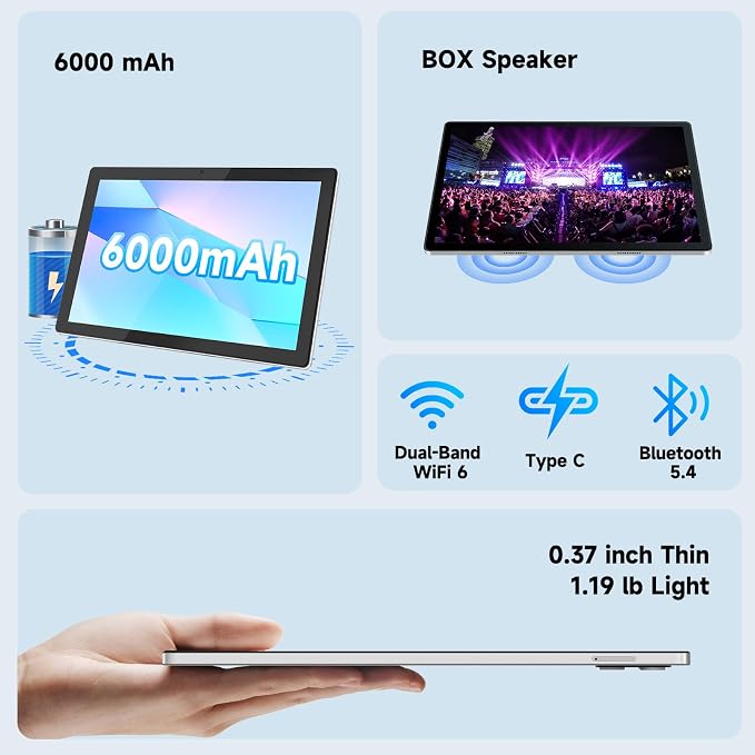 Tablet, Android 14 Tablet with 12GB RAM 64GB ROM, Octa-Core Processor Tablets - Image 3