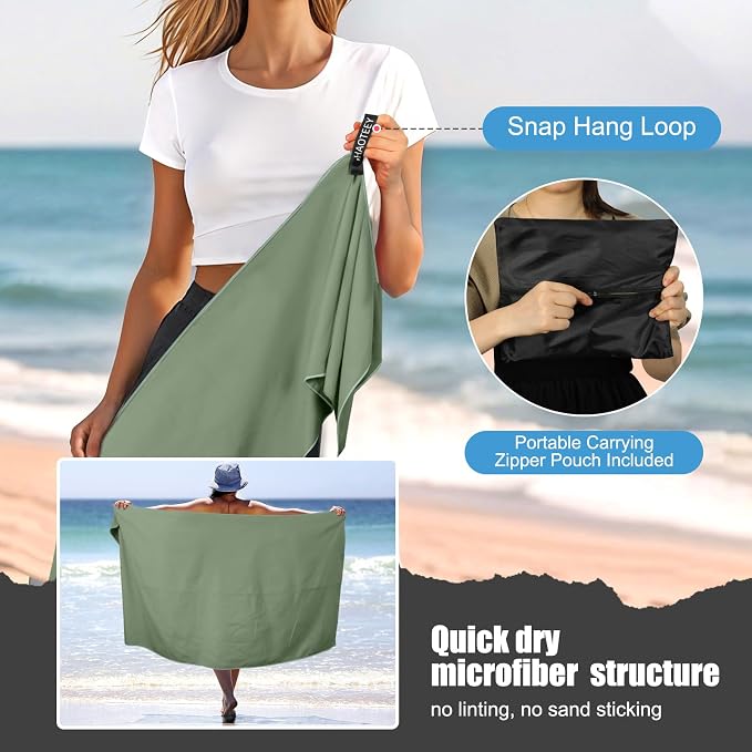 Quick Dry Travel Towel, 3 Sizes 1 Pack Camping Microfiber Towel, Lightweight - Image 6