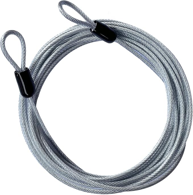 15FT 3mm Outdoor Travel Long Security Cable Lock, Braided Steel Coated Safety by GOMRQING