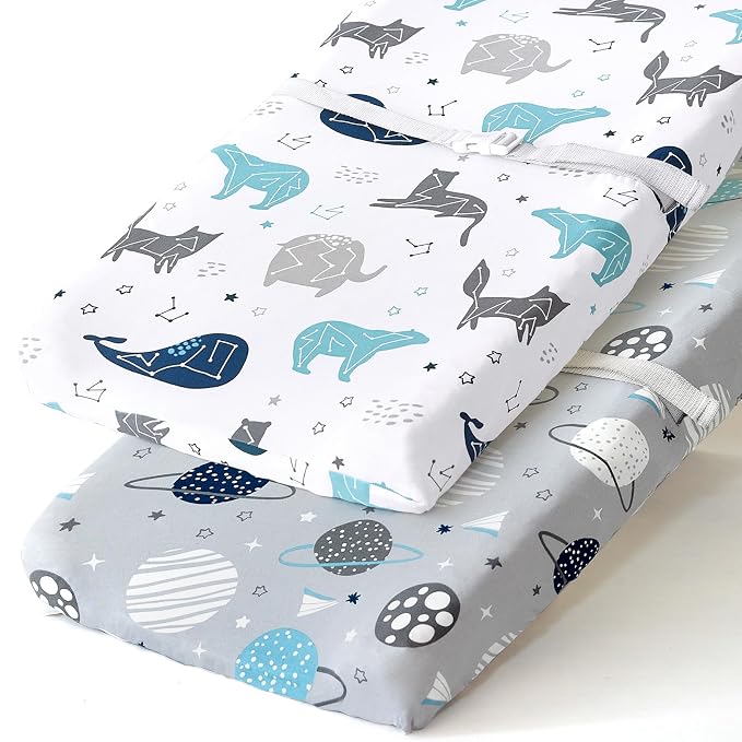 BROLEX Changing Pad Covers for Baby: Boy Girls Ultra Stretchy Soft 2 Pack Space by BROLEX