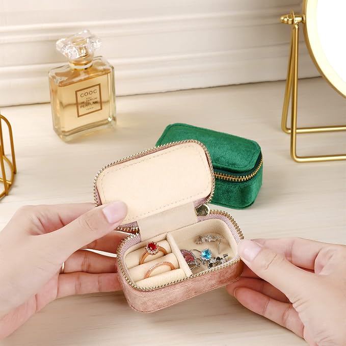 TAIMY Mini Jewelry Travel Case, Velvet Small Travel Jewelry Box, Portable - Image 4