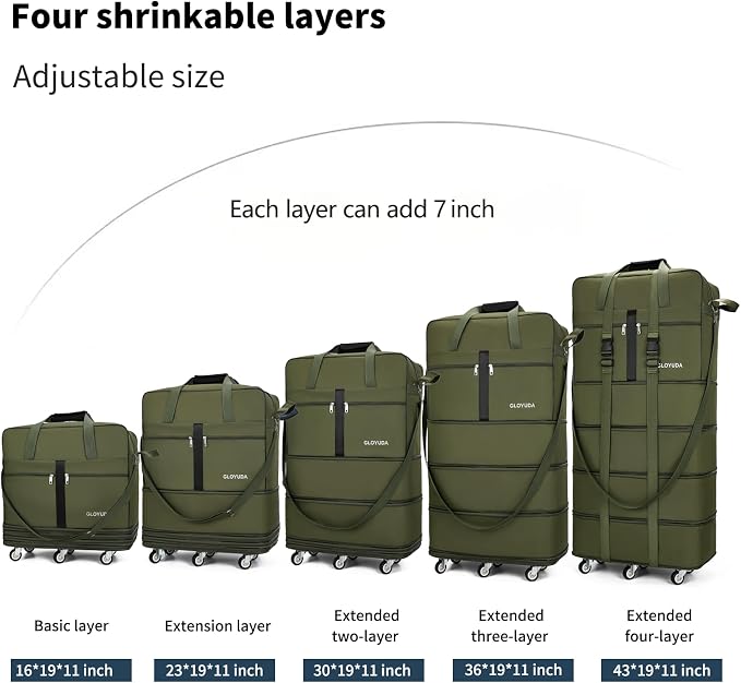 Expandable Foldable Luggage, Rolling Duffle Bag - Image 2