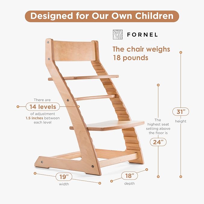 FORNEL Scandinavian Wooden High Chair | The Adjustable Grow-with-Me Chair - Image 2