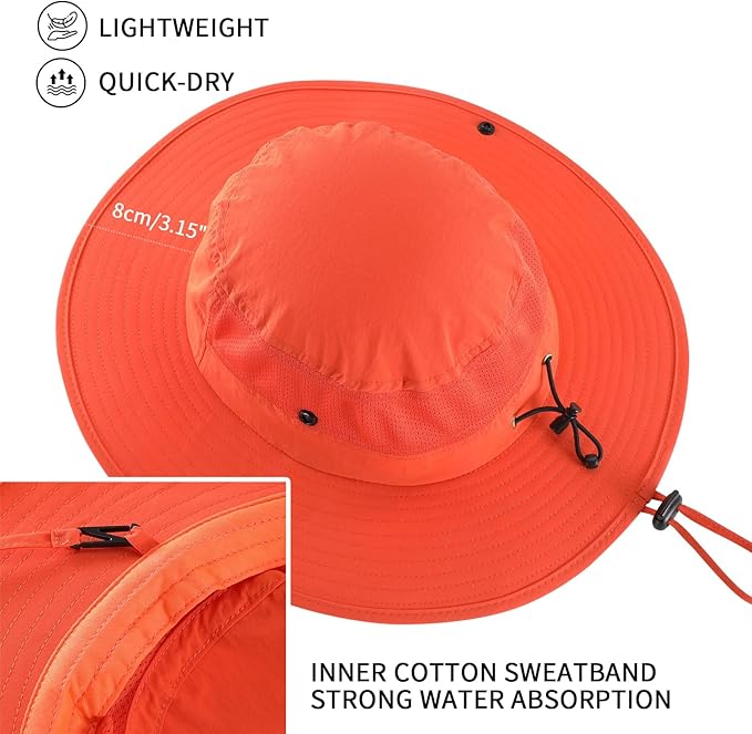Home Prefer UPF50+ Mens Sun Hat Wide Brim Womens UV Protection Beach Bucket Hat - Image 3