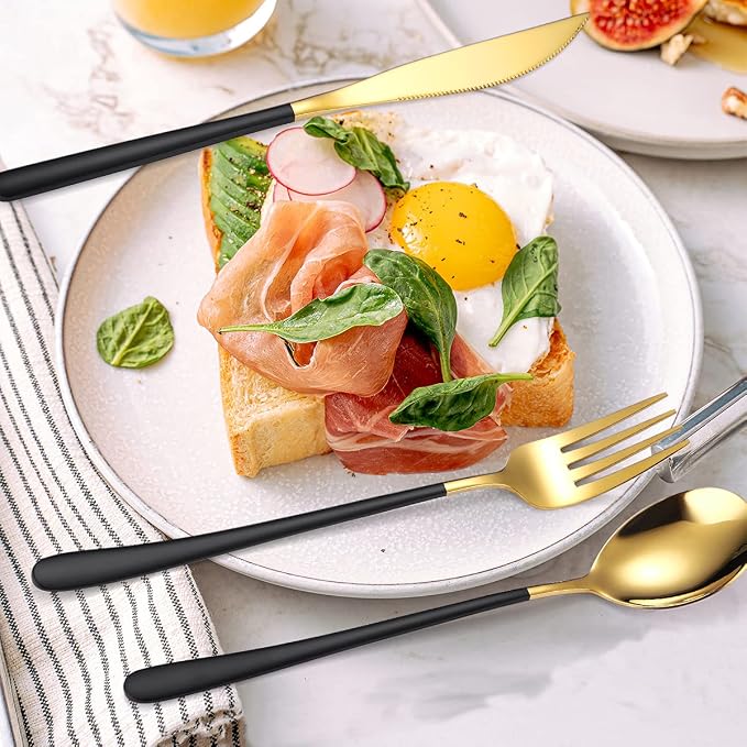 AARAINBOW 6 Pieces 18/8 Stainless Steel Flatware Set Portable Reusable Cutlery - Image 4
