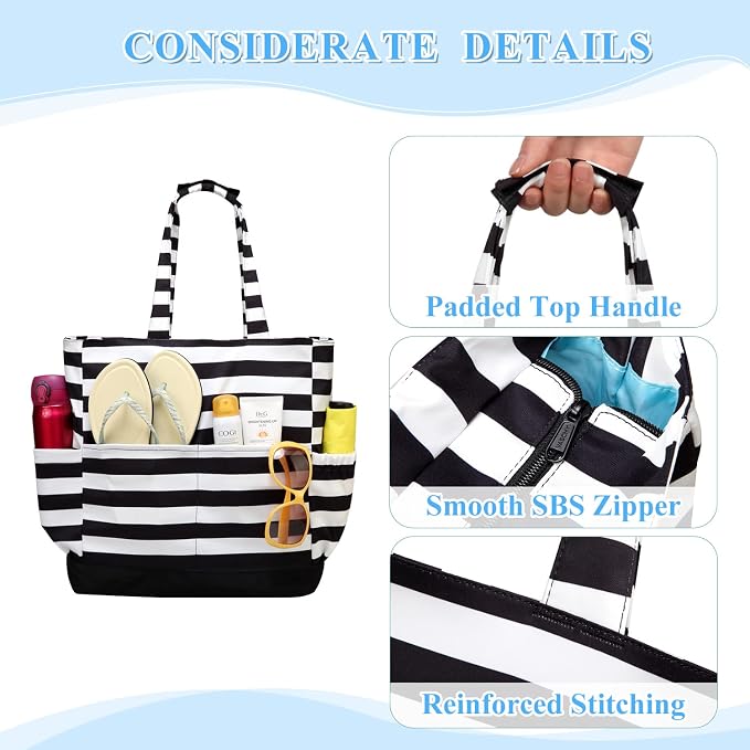VASCHY Beach Bag for Women, Large Waterproof Sandproof Fold-able Packable Pool - Image 3