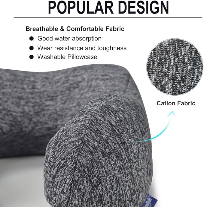 napfun Travel Pillow for Airplane, Premium Memory Foam Neck Pillow for Flight - Image 3